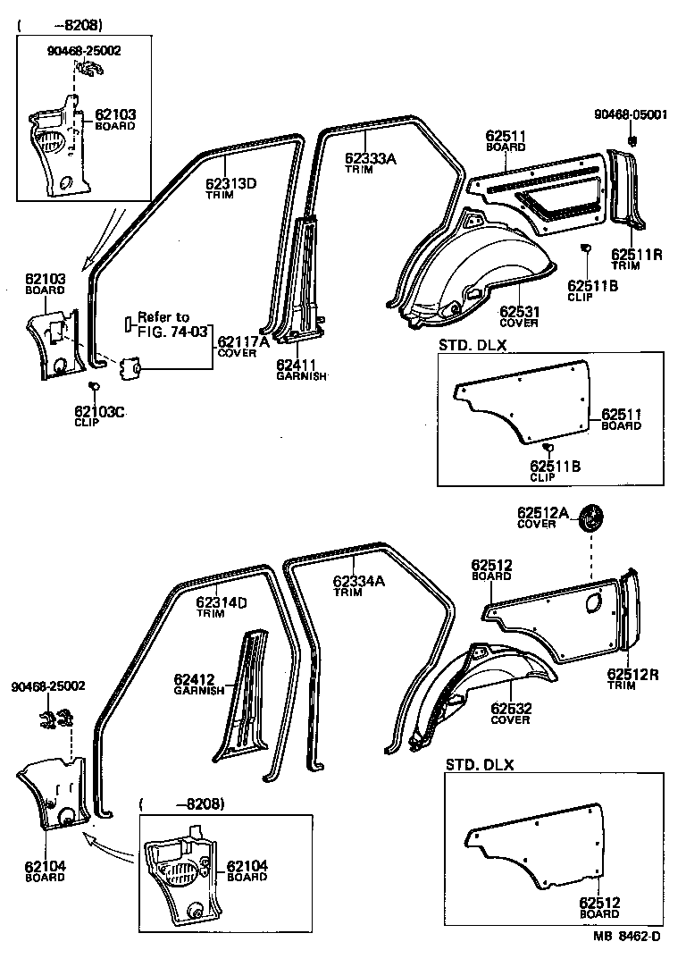 62520-10130-01 BOARD, QUARTER INSIDE TRIM, LH product image