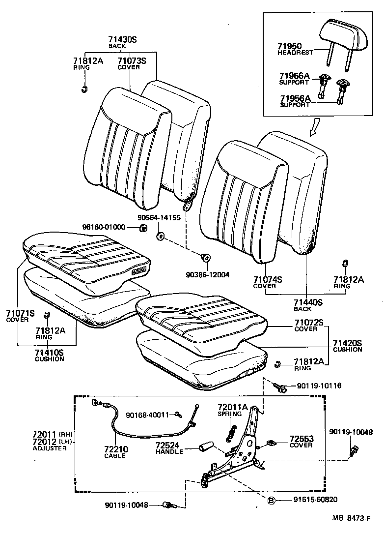 71630-10180 SPRING ASSY, FRONT SEAT BACK, RH(FOR SEPARATE TYPE) product image