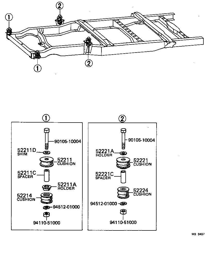 52201-25010 CUSHION, BODY MOUNTING, NO.1 UPPER product image