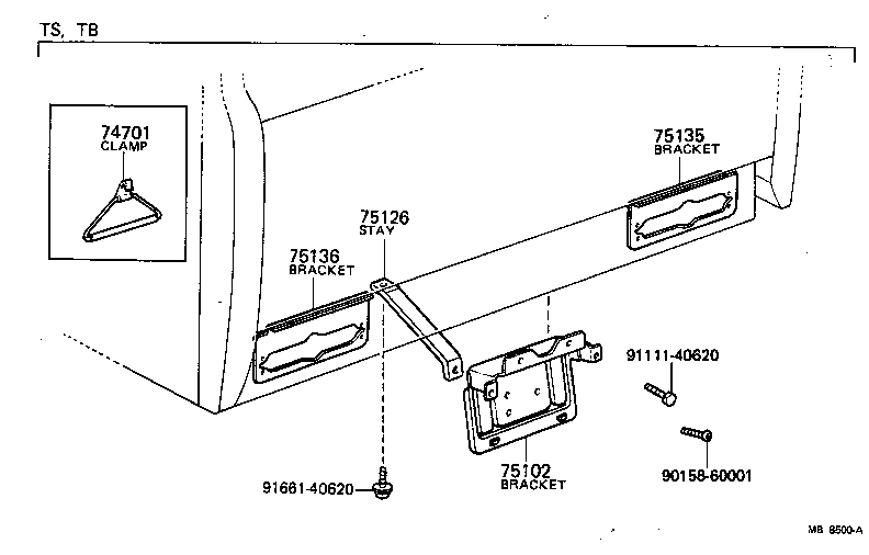 66407-95010 STAY, REAR LICENSE PLATE BRACKET, LOWER product image