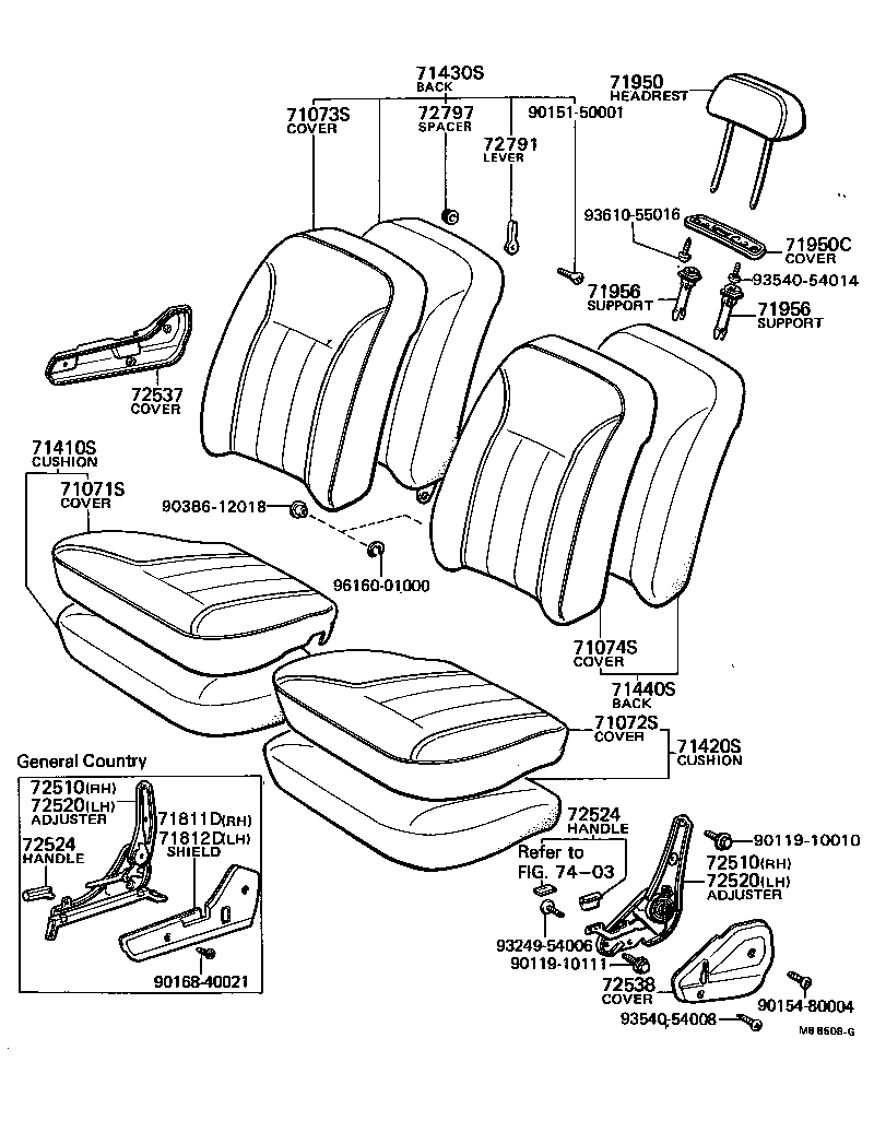 71620-20110 SPRING ASSY, FRONT SEAT CUSHION, LH(FOR SEPARATE TYPE) product image