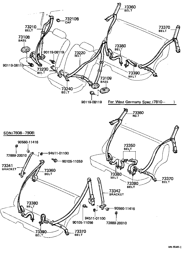 73108-22010 BASE SUB-ASSY, FRONT SEAT BELT ANCHOR, RH product image
