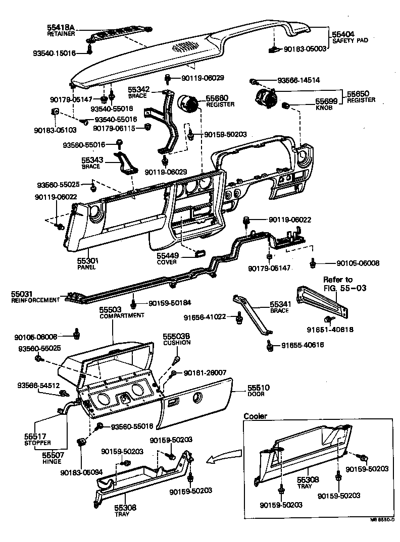 55307-22110 BRACE, INSTRUMENT PANEL, NO.2 product image