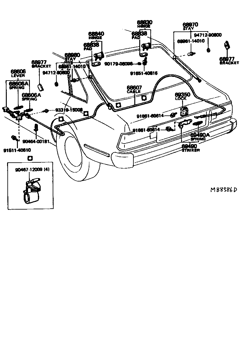 Toyota 68810-91256 HINGE ASSY, BACK DOOR, RH