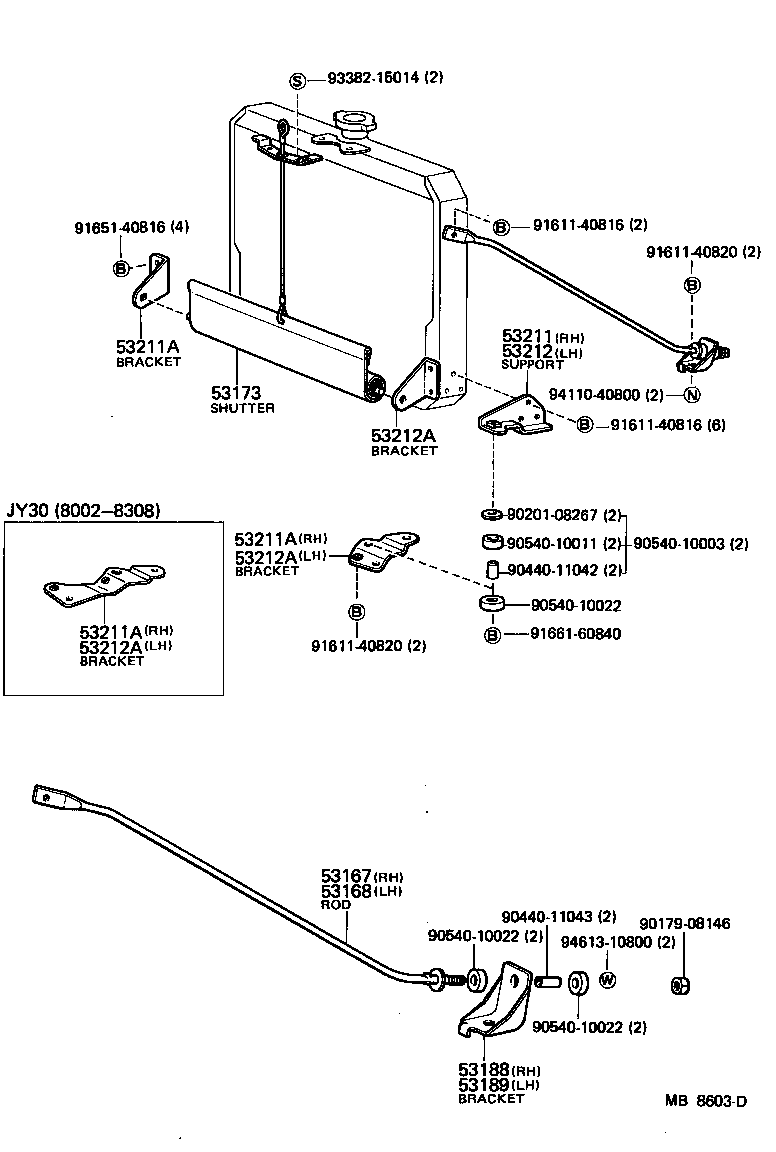 53212-25030 SUPPORT, RADIATOR, LH product image