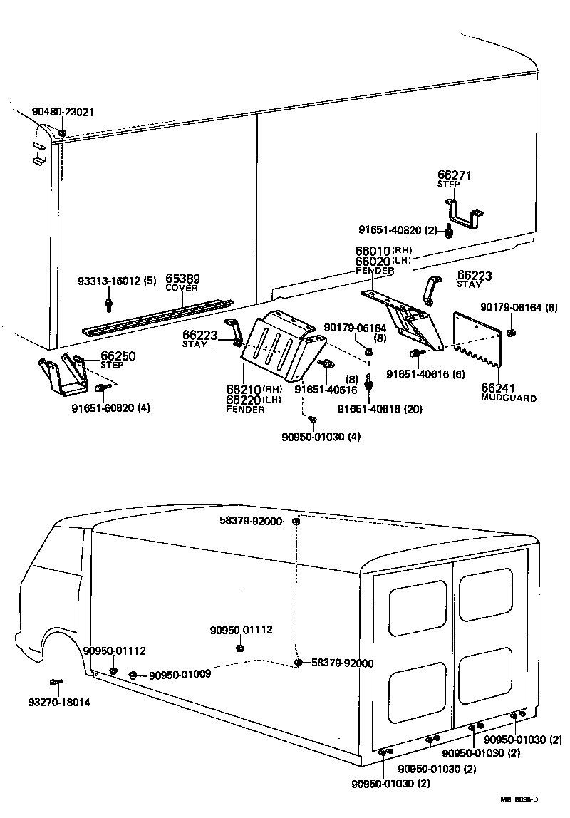 66020-95015 FENDER ASSY, REAR BODY, FRONT LH product image