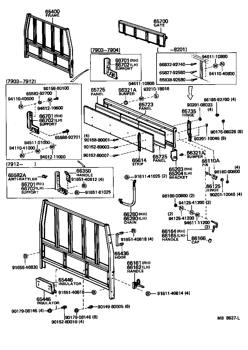 65026-92201 BRACKET SUB-ASSY, GATE BUMPER, RH product image