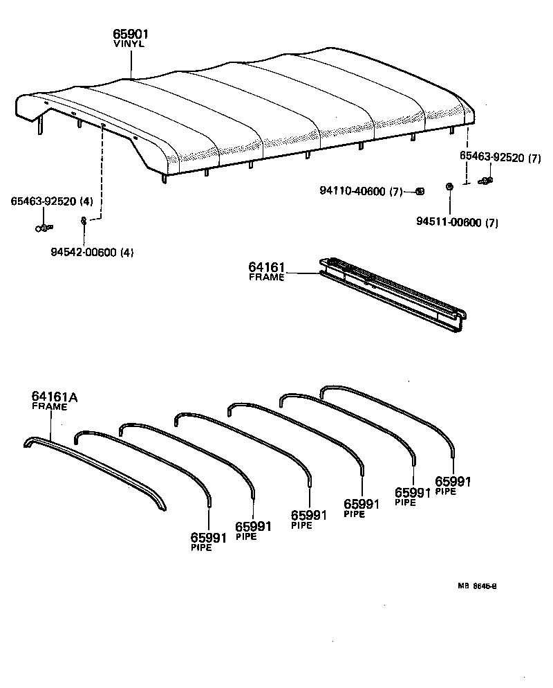 65812-95012 PIPE, VINYL TOP GUARD, NO.1 product image