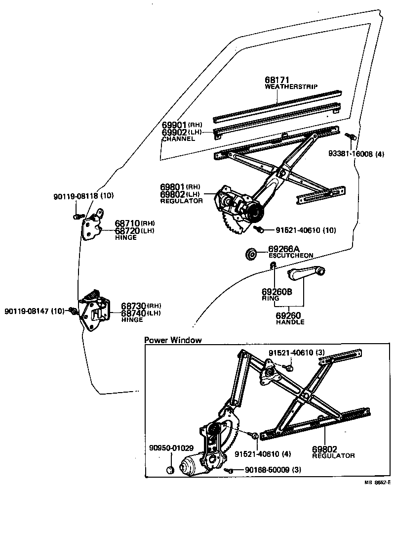 69809-95012 REGULATOR SUB-ASSY, FRONT DOOR WINDOW, LH product image