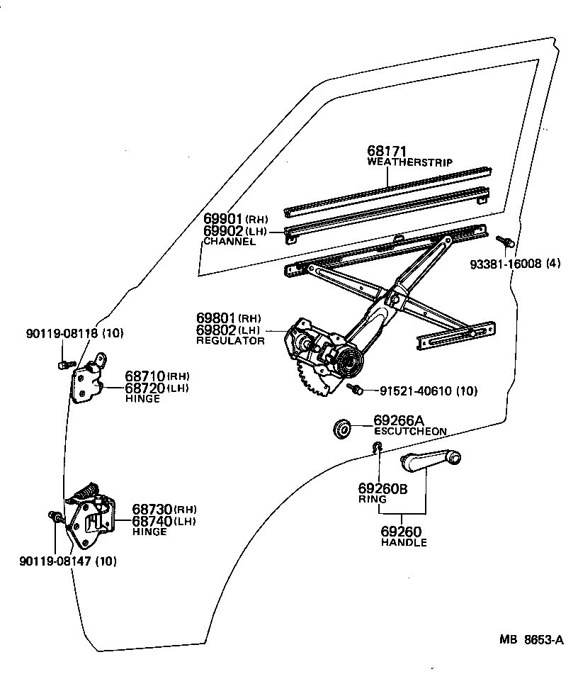 69260-95404 HANDLE ASSY, FRONT DOOR WINDOW REGULATOR product image
