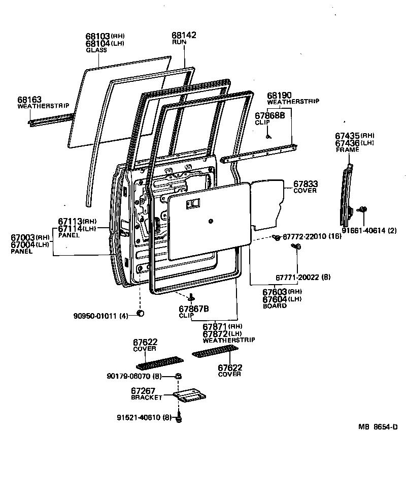 62341-92561 WEATHERSTRIP, REAR DOOR, LH product image