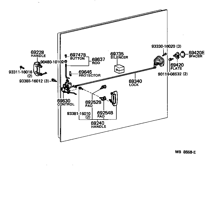 69704-92561 ROD, SLIDE DOOR INSIDE HANDLE LOCK REMOTE CONTROL product image