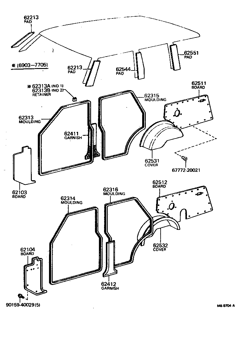 Toyota 67660-90352 BOARD, QUARTER INSIDE TRIM, LH
