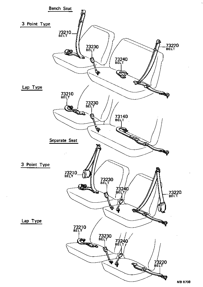 71801-90302 BELT ASSY, FRONT SEAT OUTER, RH product image