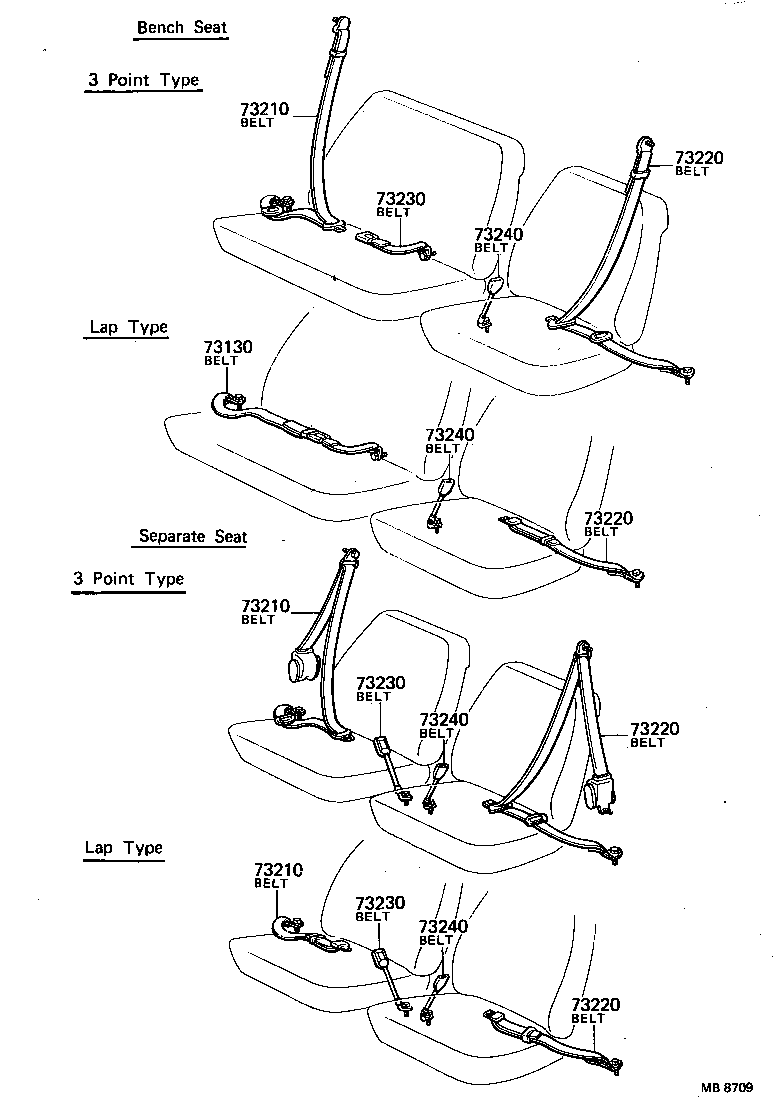 71801-90302 BELT ASSY, FRONT SEAT OUTER, RH product image