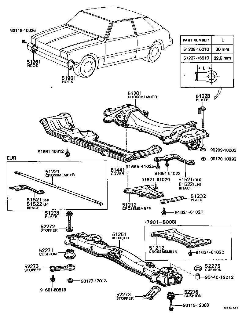 51206-16010 MEMBER SUB-ASSY, REAR SUSPENSION product image