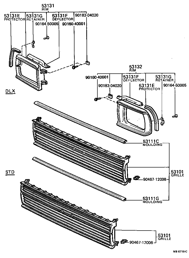 53119-16010 PROTECTOR, RADIATOR GRILLE product image