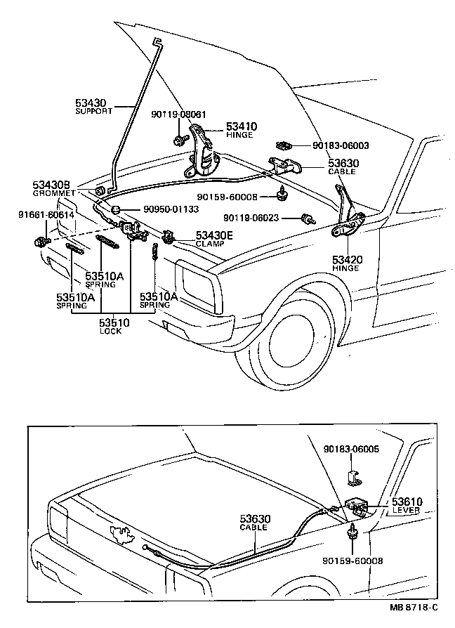 53630-16050 CABLE ASSY, HOOD LOCK CONTROL product image