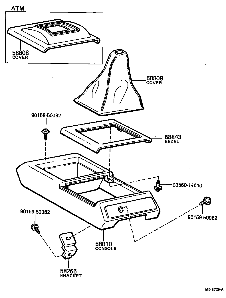 58995-16010 BRACKET, CONSOLE BOX SUPPORT, FRONT product image