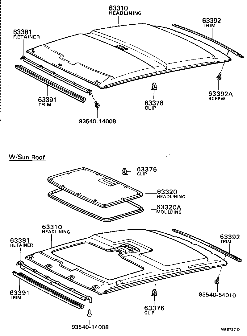 63318-12010 MOULDING, SUN ROOF OR REMOVABLE ROOF OPENING TRIM product image