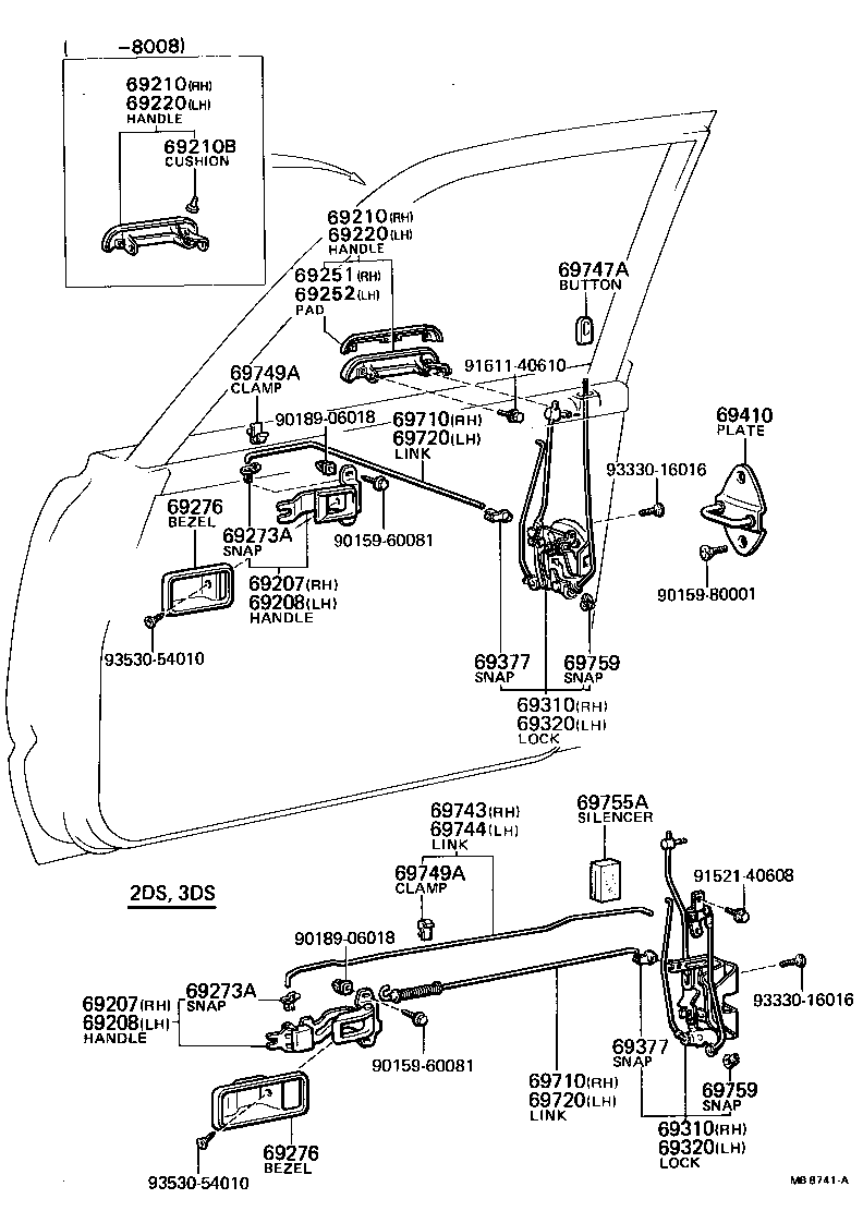 Toyota 90541-03021 CUSHION(FOR FRONT DOOR OUTSIDE HANDLE)