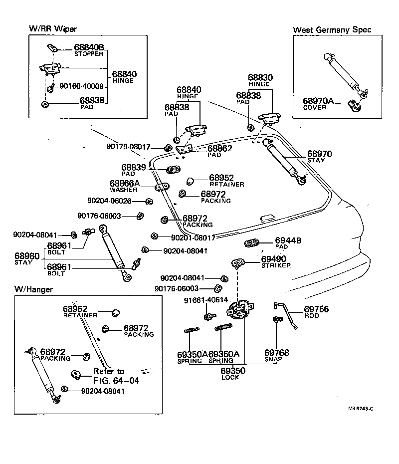 68950-19095 STAY ASSY, BACK DOOR, RH product image