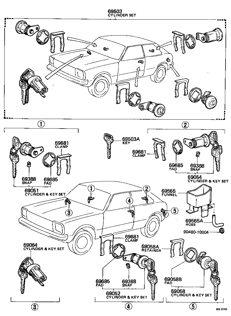 69005-19386 CYLINDER SET, LOCK product image