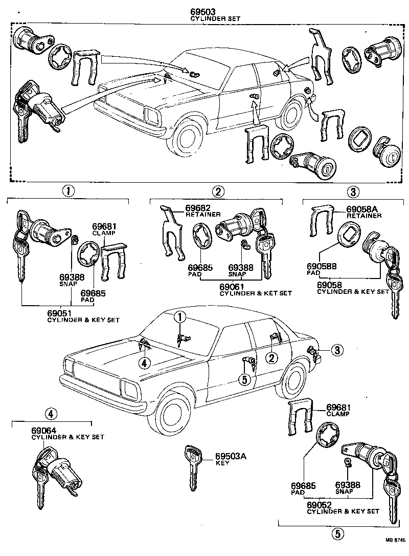 69005-19386 CYLINDER SET, LOCK product image