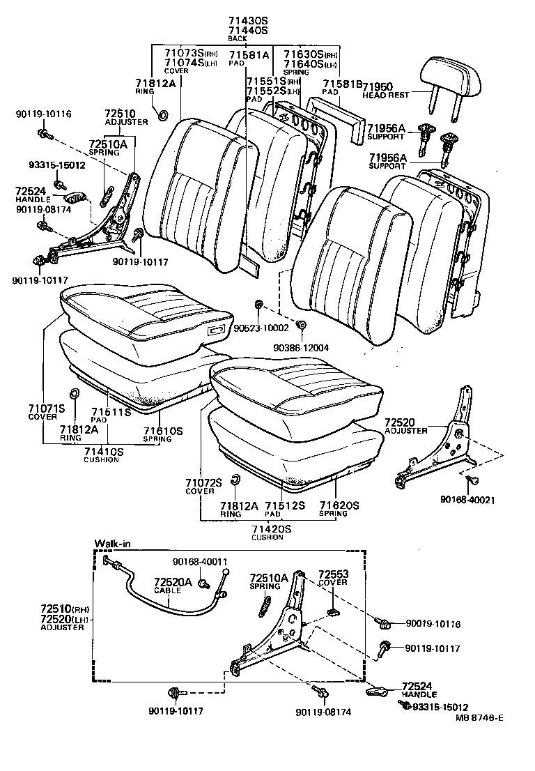 71401-10180 PAD, FRONT SEAT CUSHION, RH(FOR SEPARATE TYPE) product image