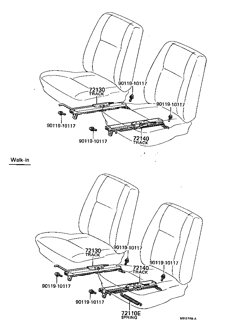 72130-16020 TRACK ASSY, RH SEAT, INNER product image