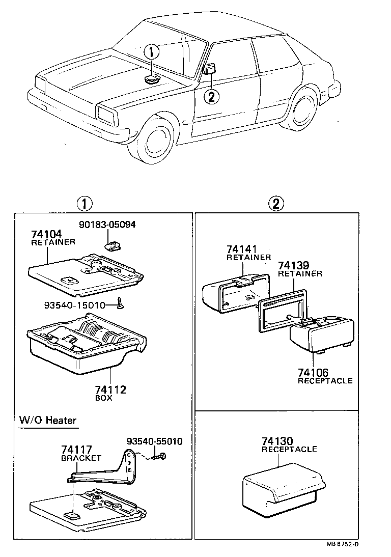 74135-10030 RETAINER, REAR ASH RECEPTACLE, OUTER product image