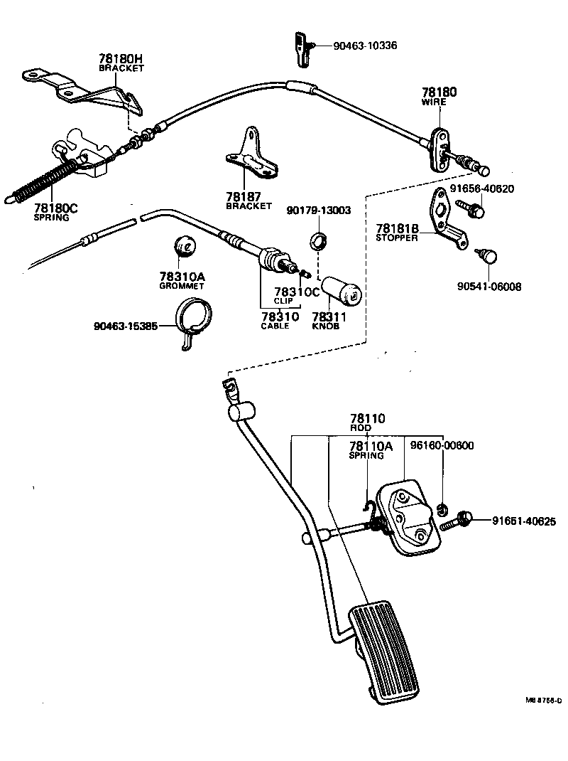 78184-16010 BRACKET, ACCELERATOR CONTROL CABLE product image
