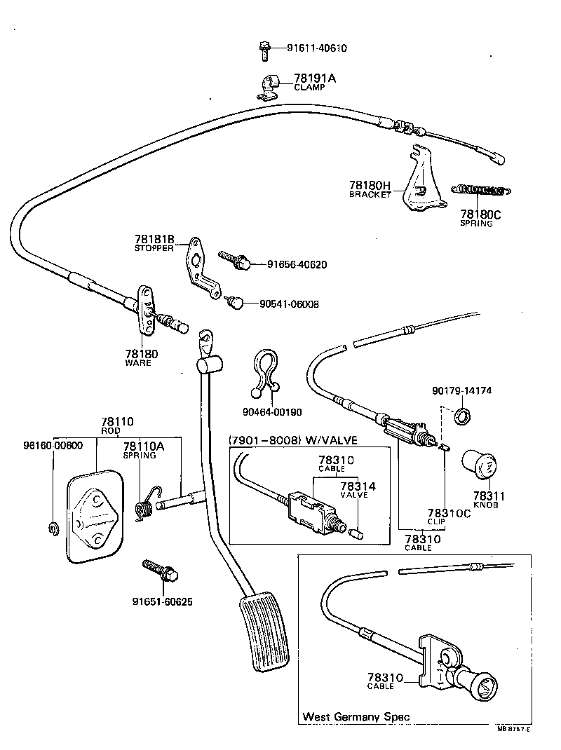 78184-16010 BRACKET, ACCELERATOR CONTROL CABLE product image