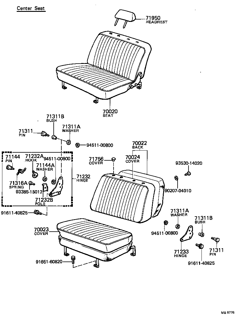 71071-90301 COVER ASSY, NO.1 SEAT CUSHION product image
