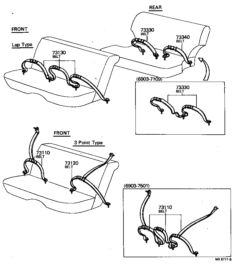 71801-90302 BELT ASSY, FRONT SEAT OUTER, RH product image