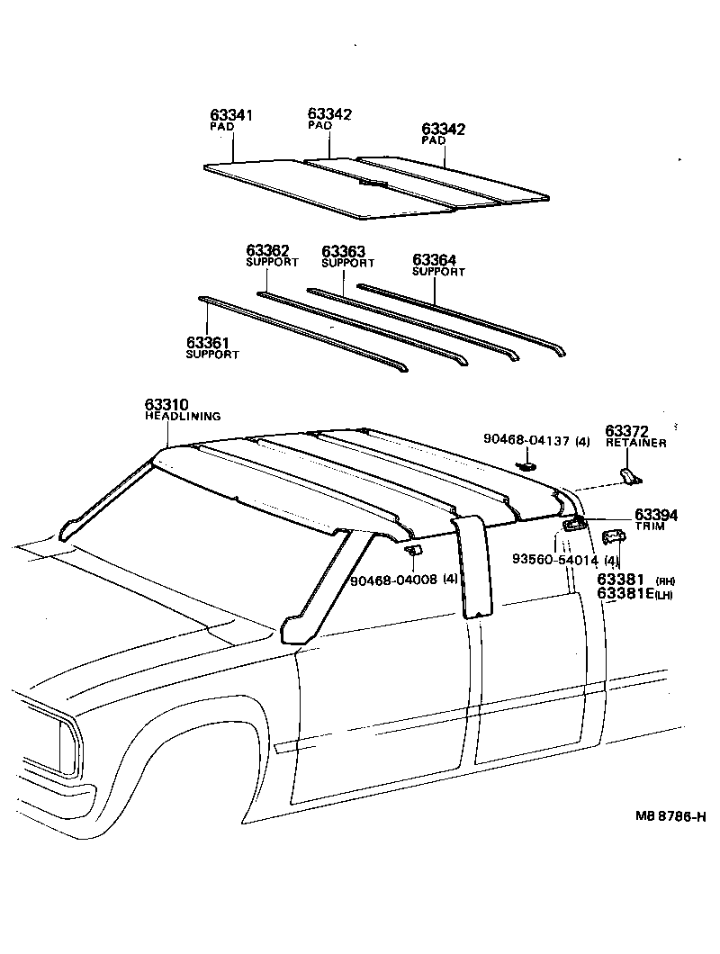 63351-95111 SILENCER, ROOF SIDE product image