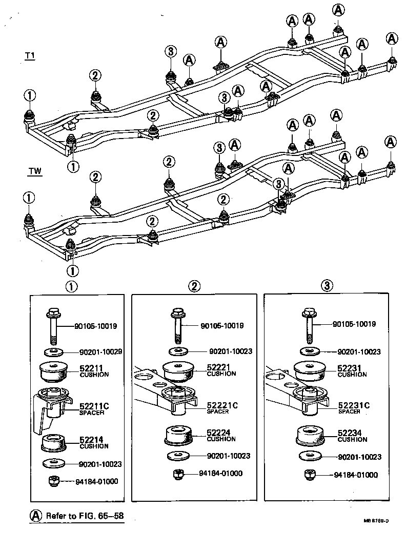 52204-35050 CUSHION, BODY MOUNT, NO.3 LOWER product image
