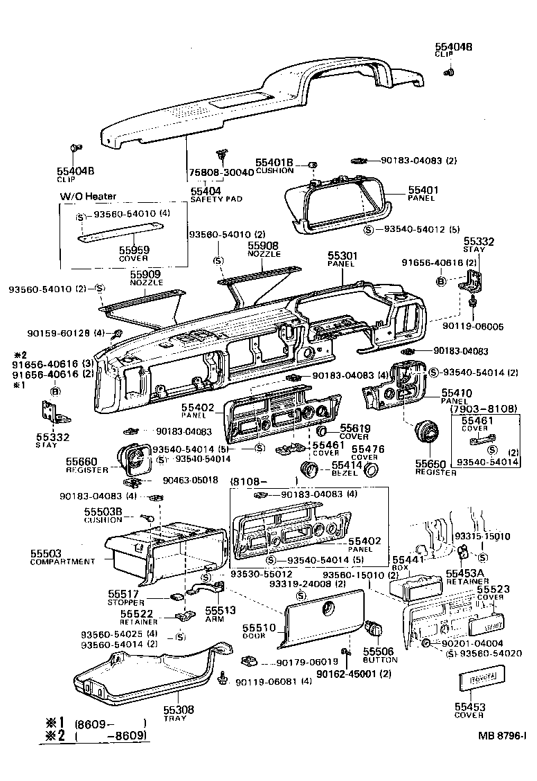 55581-89101 COMPARTMENT SUB-ASSY, GLOVE product image