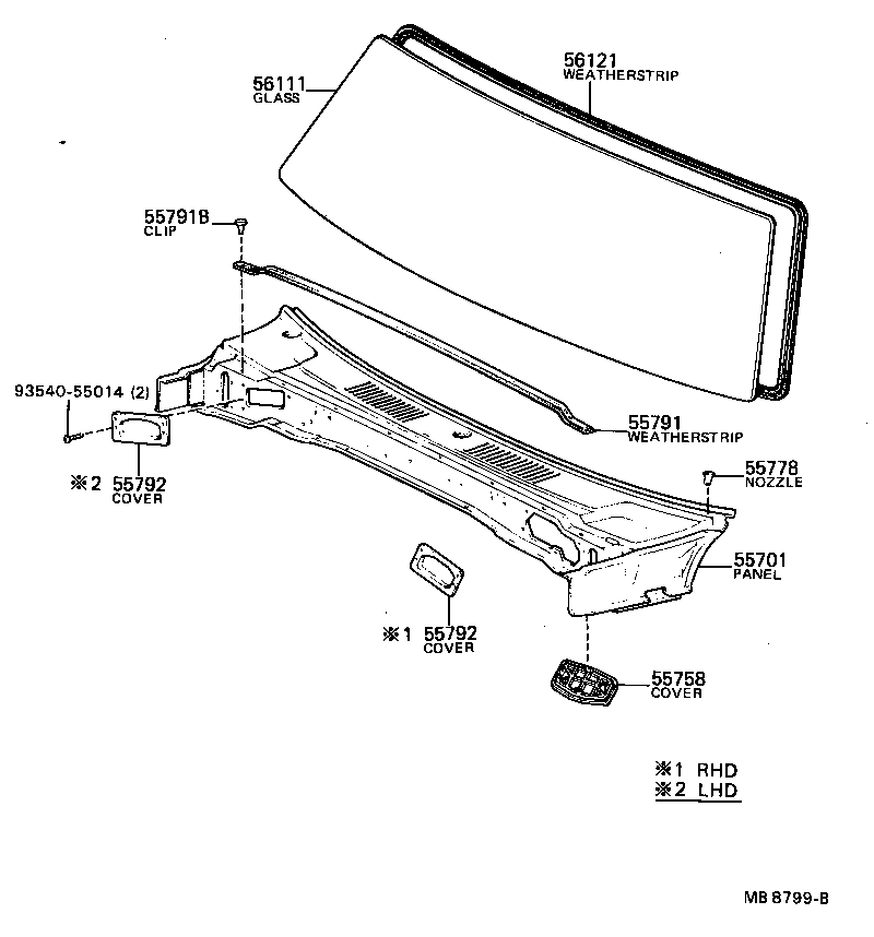 56121-89115 WEATHERSTRIP, WINDSHIELD product image