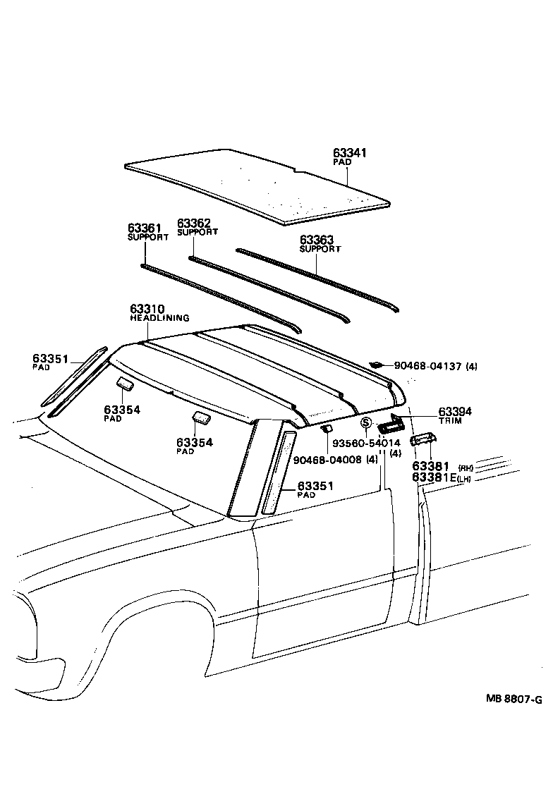 63351-95111 SILENCER, ROOF SIDE product image