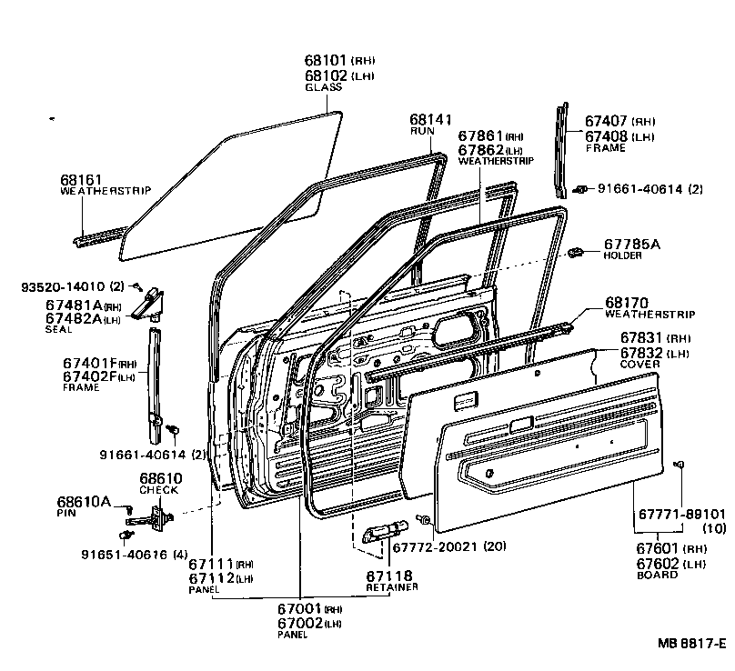 67002-92306 PANEL SUB-ASSY, FRONT DOOR, LH product image