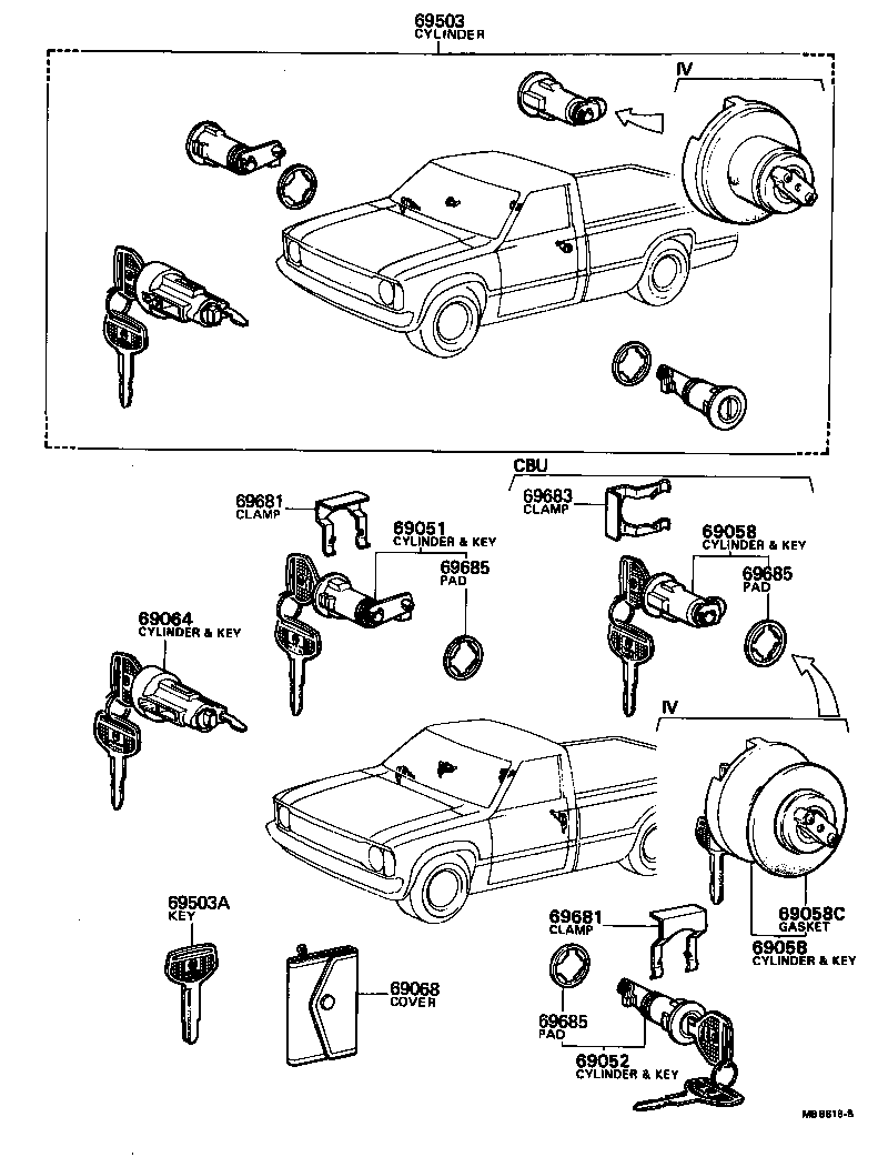 69005-89118 CYLINDER SET, LOCK product image