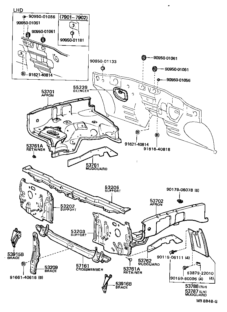 53701-95110 APRON SUB-ASSY, FRONT FENDER, RH product image