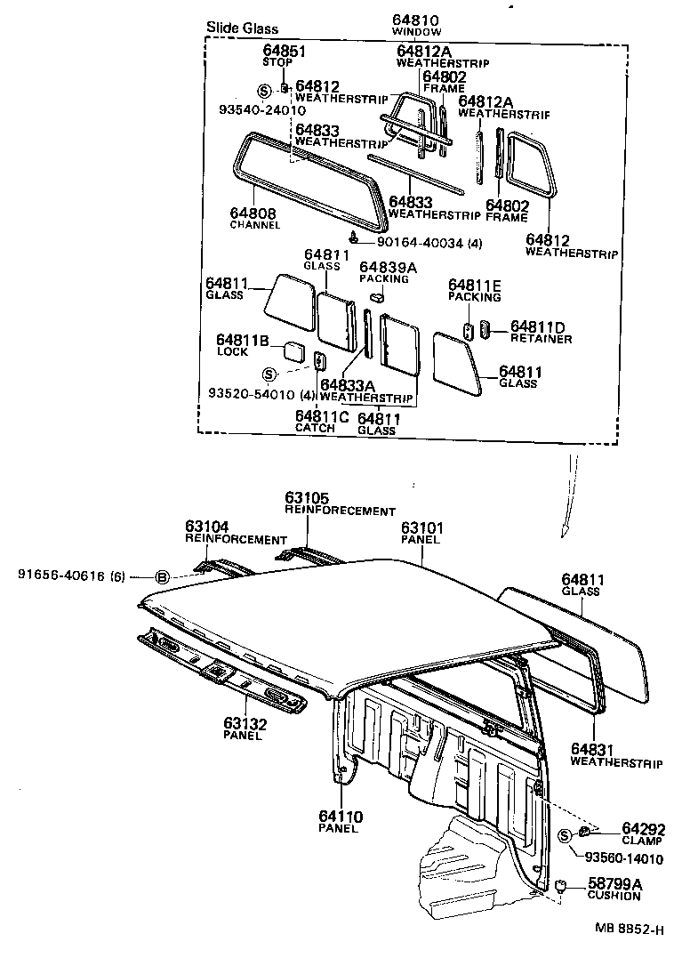 63141-89102 REINFORCEMENT SUB-ASSY, ROOF PANEL, REAR product image