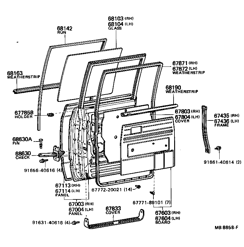 67003-92300 PANEL SUB-ASSY, REAR DOOR, RH product image