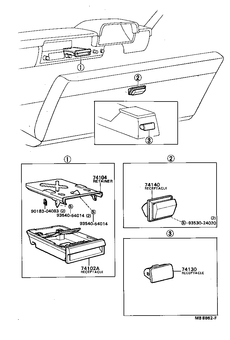 74102-89101-06 RECEPTACLE ASSY, FRONT ASH product image