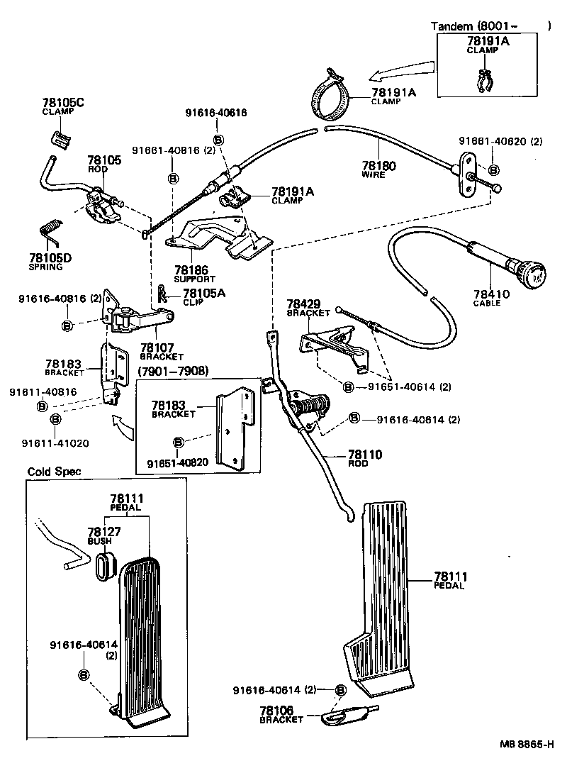 78185-95110 SUPPORT, ACCELERATOR CONTROL CABLE, NO.1 product image