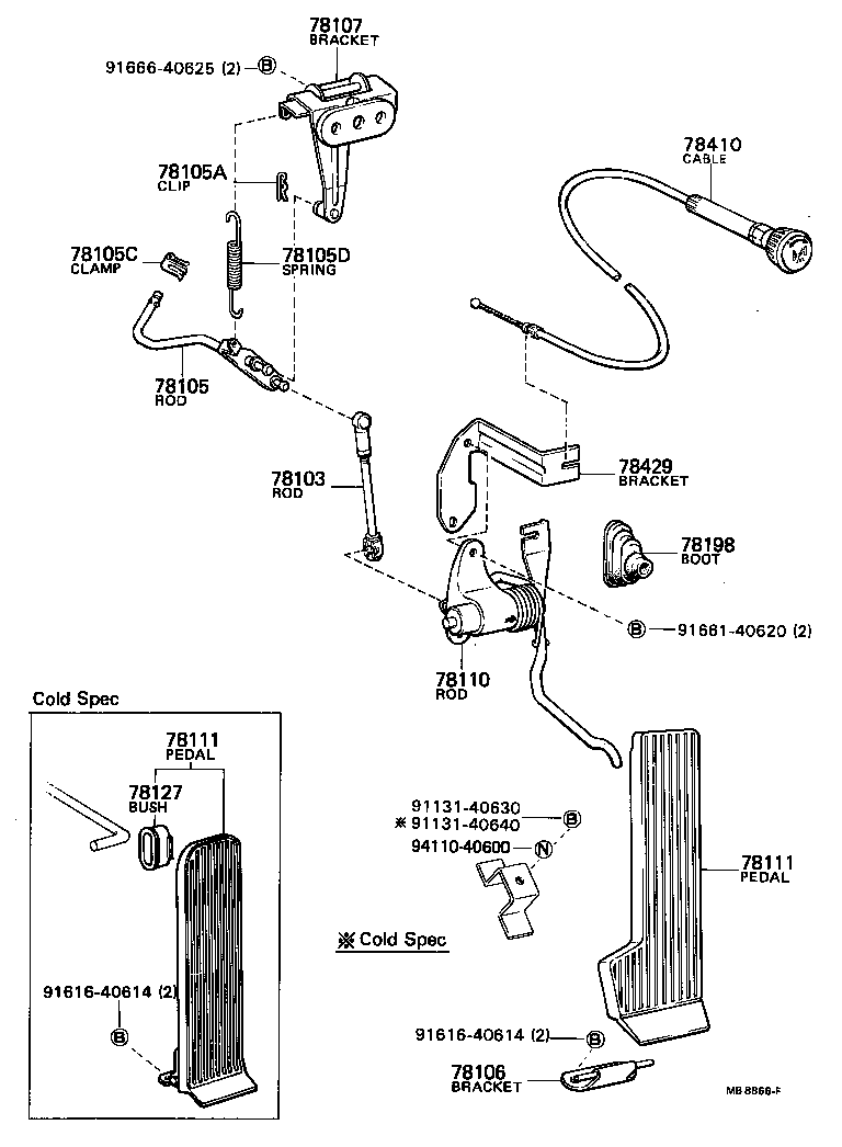 78185-95110 SUPPORT, ACCELERATOR CONTROL CABLE, NO.1 product image