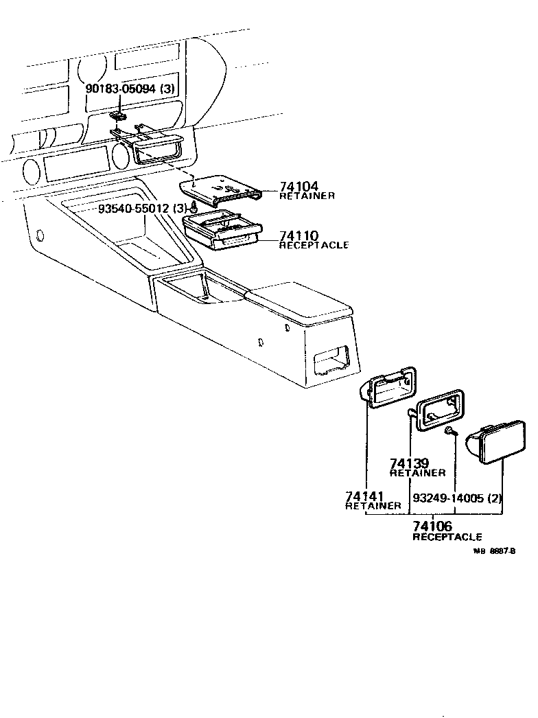 74130-14010-02 RECEPTACLE SUB-ASSY, ASH, NO.2 product image