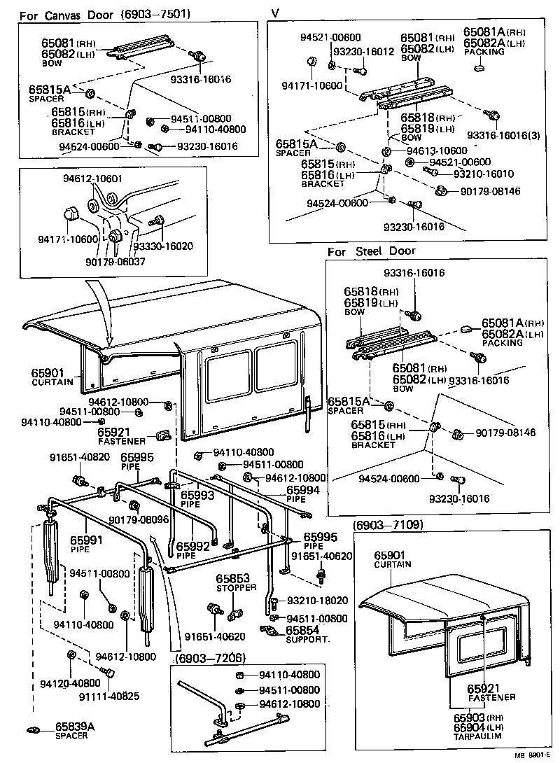 65803-90305 PIPE, VINYL TOP GUARD, NO.1 product image